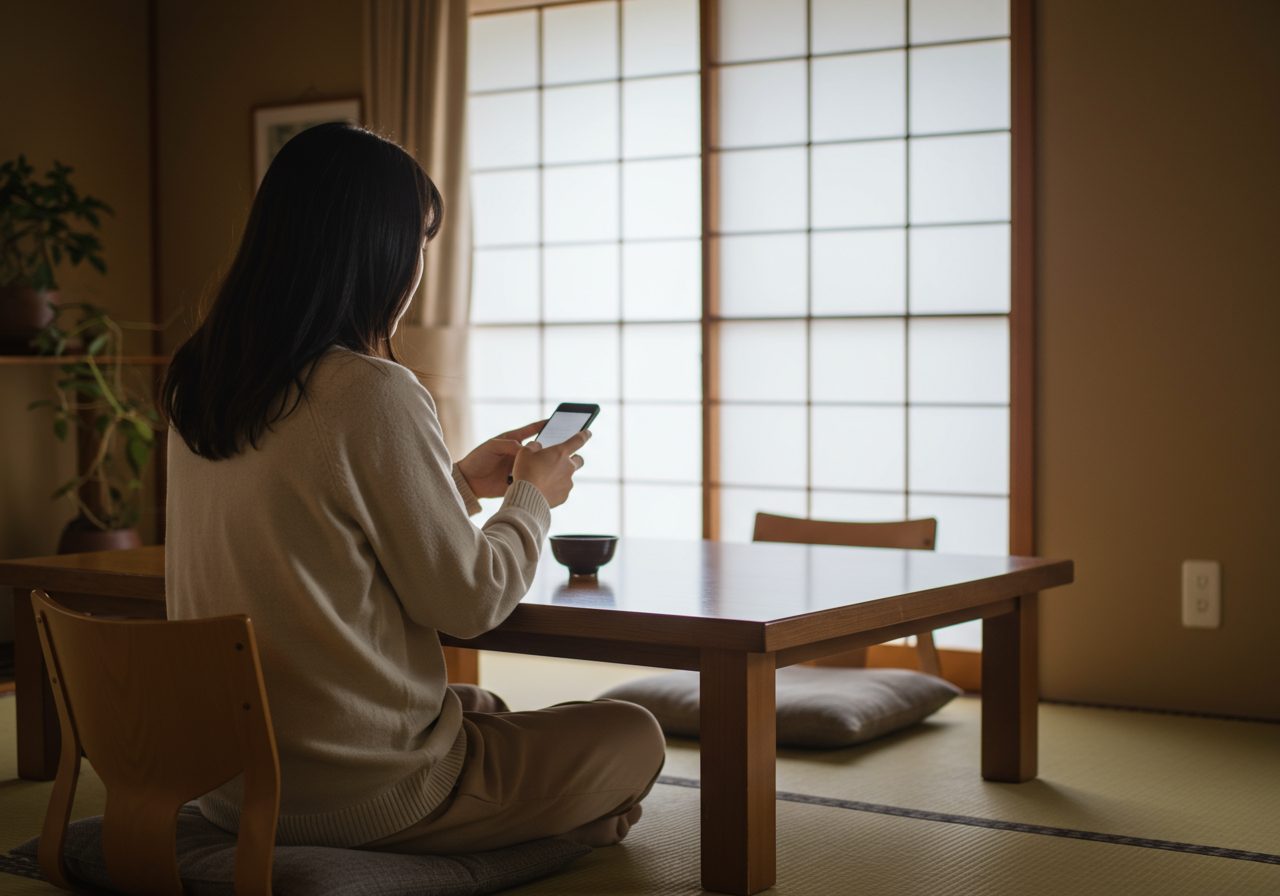 保育園に落ちたことを会社に報告する女性